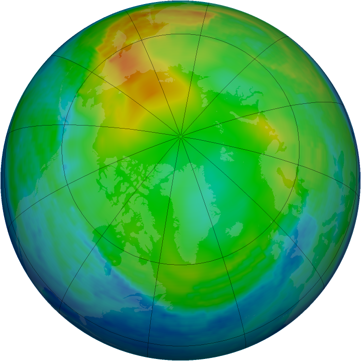 Arctic ozone map for 13 January 1993